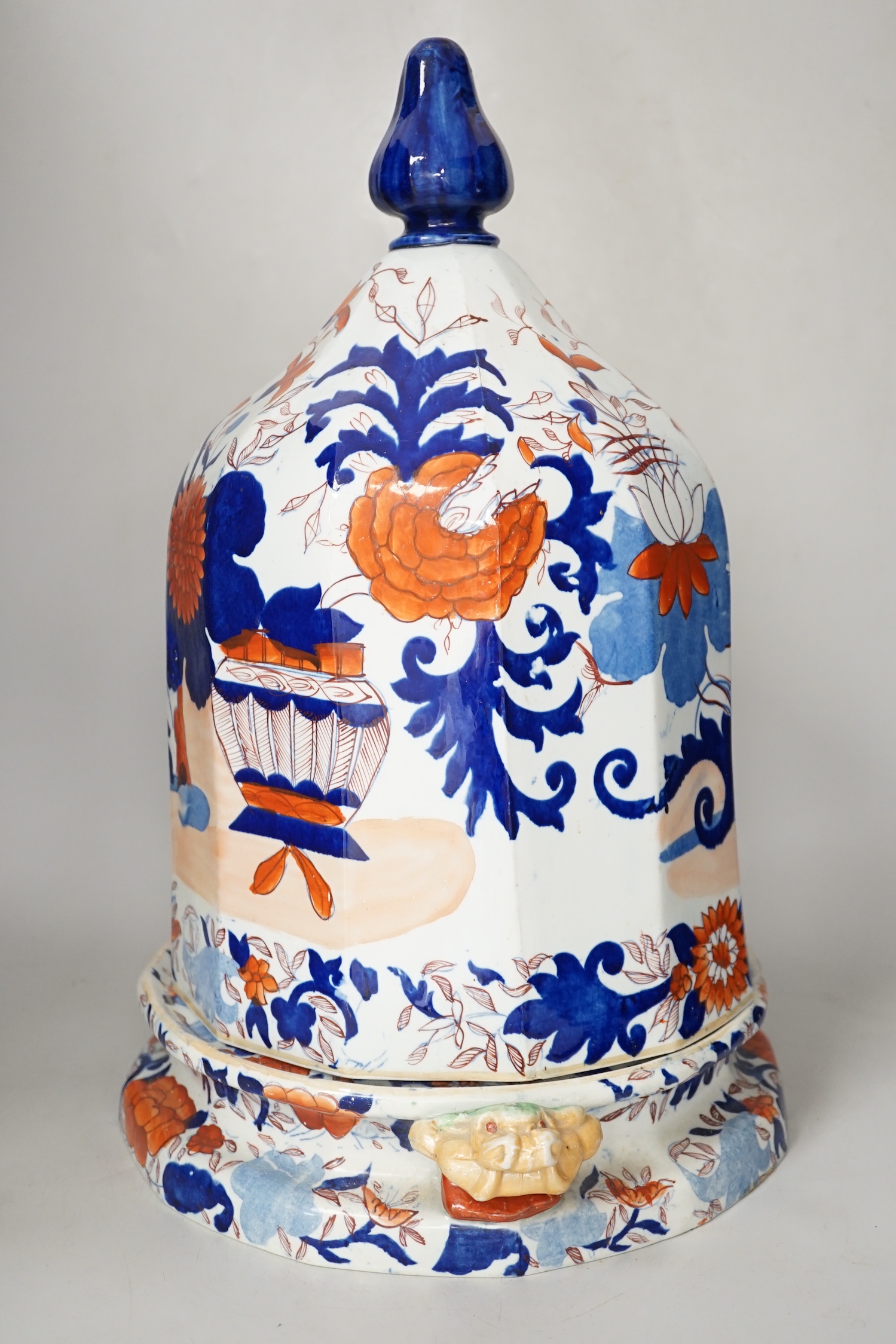 A large Mason's ironstone Imari pattern cheese dish and cover, c.1835, 46cm high